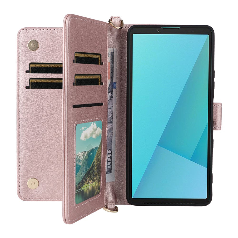 Karierte Portemonnaie/Geldbörse Kunstleder Klapphülle/Flipcase für Sony Xperia 10 VIII