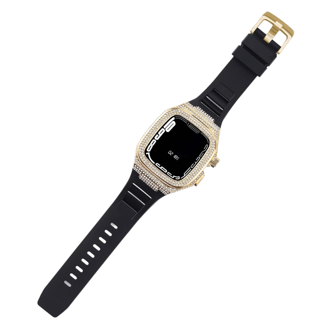 ICED OUT Diamant/Edelstahl 2-in-1 Luxus-Gehäuse Hülle/Case inkl. Silikon Armband für Apple Watch Series 9, 8, 7, 6, 5, 4, SE | ZITOCASES®