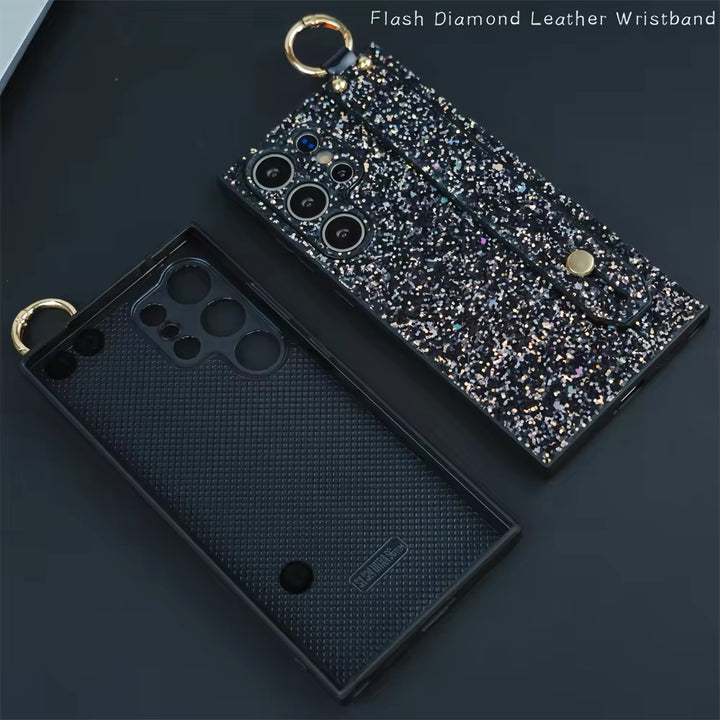 Kunstleder/Glitzer Hülle/Case mit Halteband für Samsung Galaxy S24, S24 Plus, S24 Ultra, S24 FE, S23 FE, S23, S23 Plus, S23 Ultra, S22, S22 Plus, S22 Ultra, S21 FE, S21, S21 Plus, S21 Ultra, S20, S20 Plus, S20 Ultra, S20 FE, Note 20, 20 Ultra, 10 | ZITOCASES®