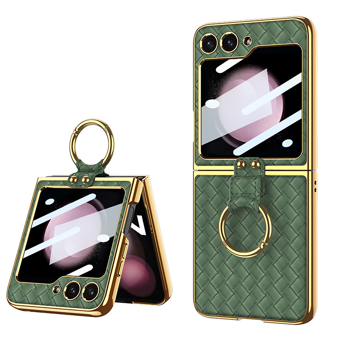 Luxus/Gold Kunstleder Ring Hülle/Case für Samsung Galaxy Z Flip 6, 5, 4, 3 | ZITOCASES®