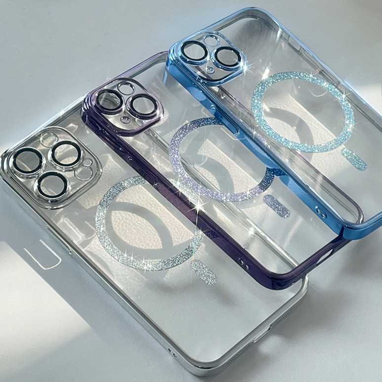 Transparente Glitzer/Chrom MagSafe/Magnet Silikon Hülle/Case für iPhone 16, 15, 14, 13-Serie | ZITOCASES®