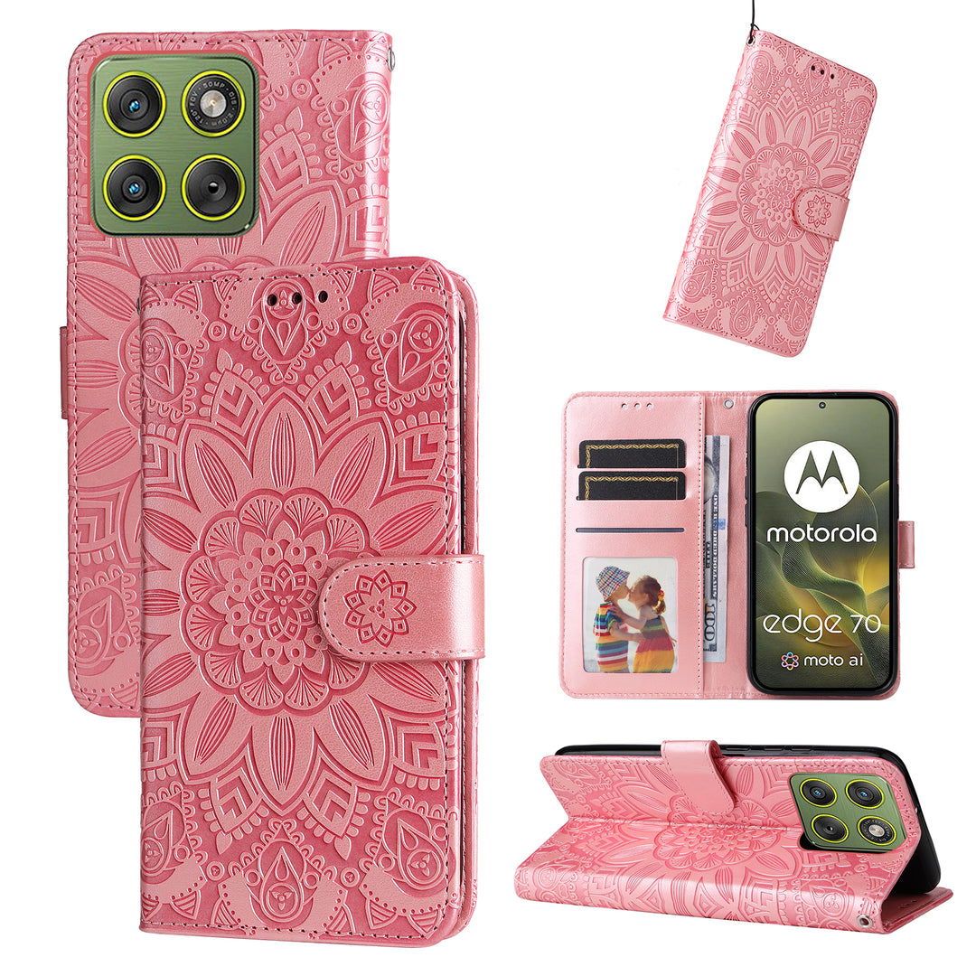 Mandala-Blumen Kunstleder Klapp Hülle/Flip Case für Motorola Edge 70 | ZITOCASES®