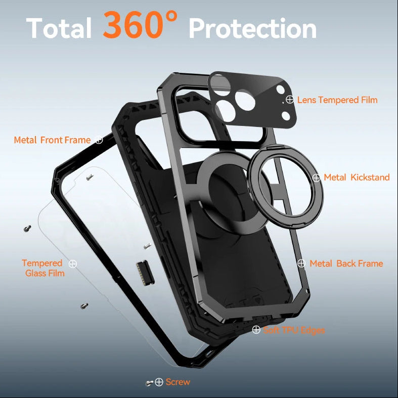 Verschraubbare 360° MagSafe/Magnet Aluminium Outdoor Vollschutz Hülle/Case für iPhone 17 Pro, 17 Pro Max | ZITOCASES®