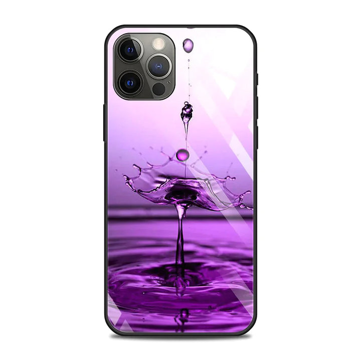 Lila Blumen Motiv Panzerglas Hülle/Case für iPhone 16, 15-Serie | ZITOCASES®