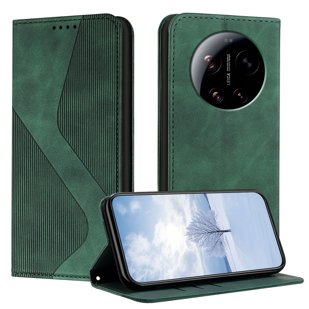 Wellen Kunstleder Klapp Hülle/Flip Case für Xiaomi 17 Ultra