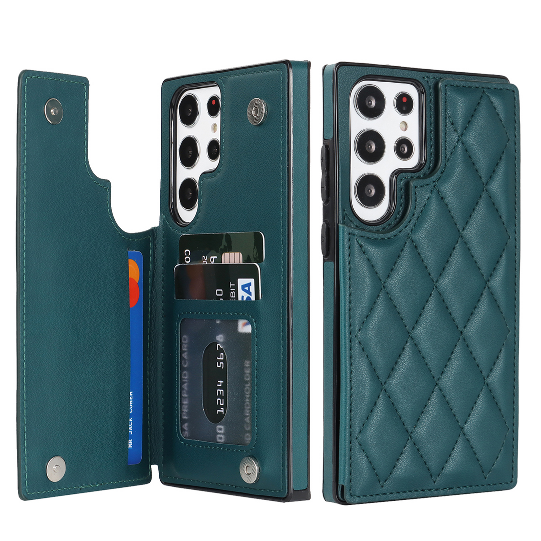 Karierte Kunstleder Kartenfach Hülle/Case für Samsung Galaxy S24, S24 Plus, S24 Ultra, S24 FE, S23 FE, S23, S23 Plus, S23 Ultra, S22, S22 Plus, S22 Ultra, S21 FE, S21, S21 Plus, S21 Ultra, S20, S20 Plus, S20 Ultra, S20 FE, S10, Note 20, 20 Ultra, 10 | ZITOCASES®