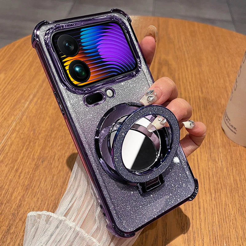 Glitzer Spiegel MagSafe/Magnet Hülle/Case mit integriertem Ständer für Xiaomi 17, 17 Pro, 17 Pro Max | ZITOCASES®