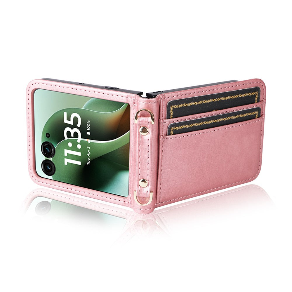 Kunstleder/Kartenfach Hülle/Case zum Umhängen (Inkl. Gurt) für Motorola Razr 70, 70 Plus, 70 Ultra