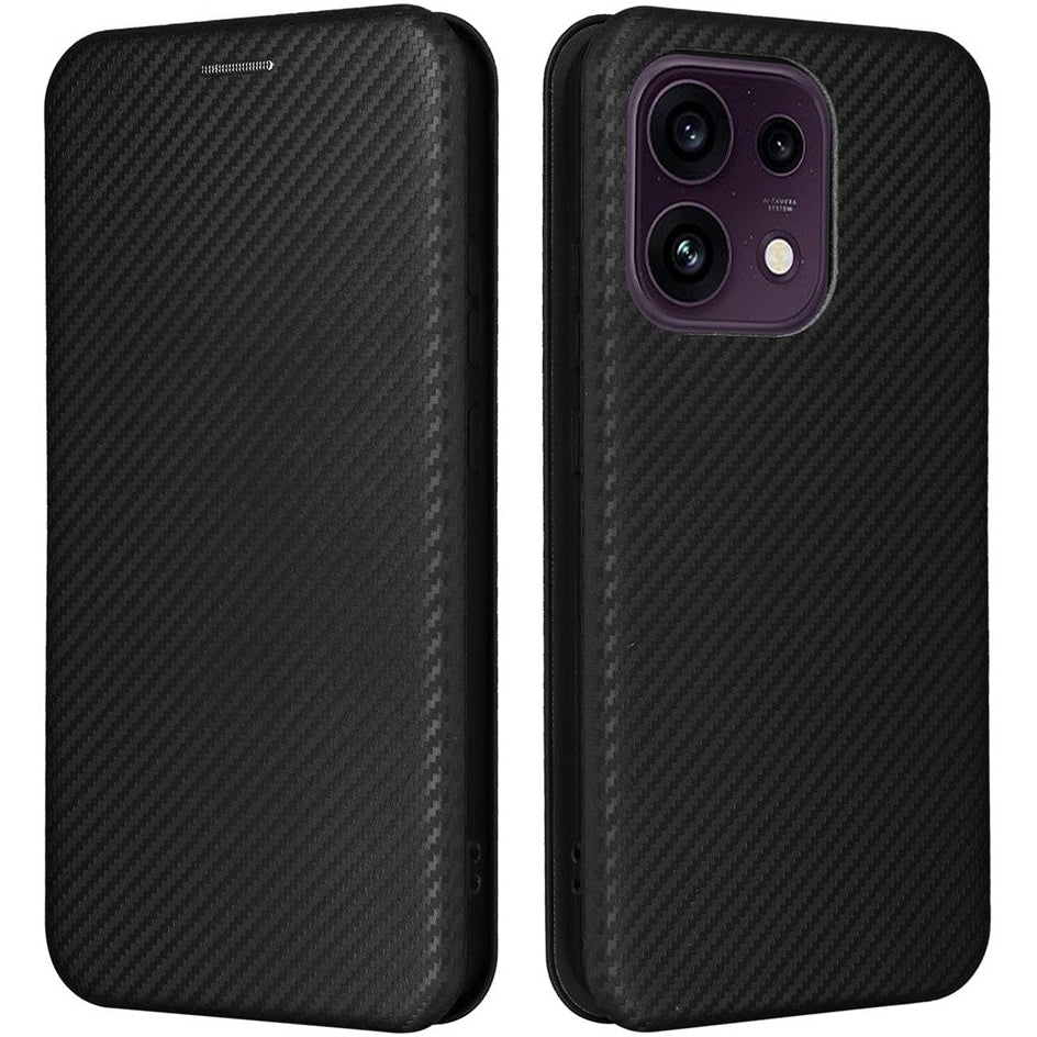 Carbon Optik Klapphülle/Flipcase für Oppo Reno 16, 16 Pro, 16 FS, 16 F