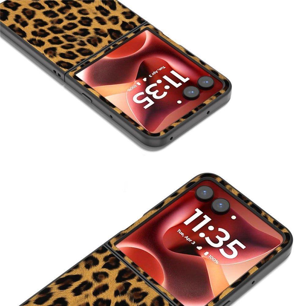 Kunstleder/Leopard Hartplastik Hülle/Case für Motorola Razr 70, 70 Plus, 70 Ultra