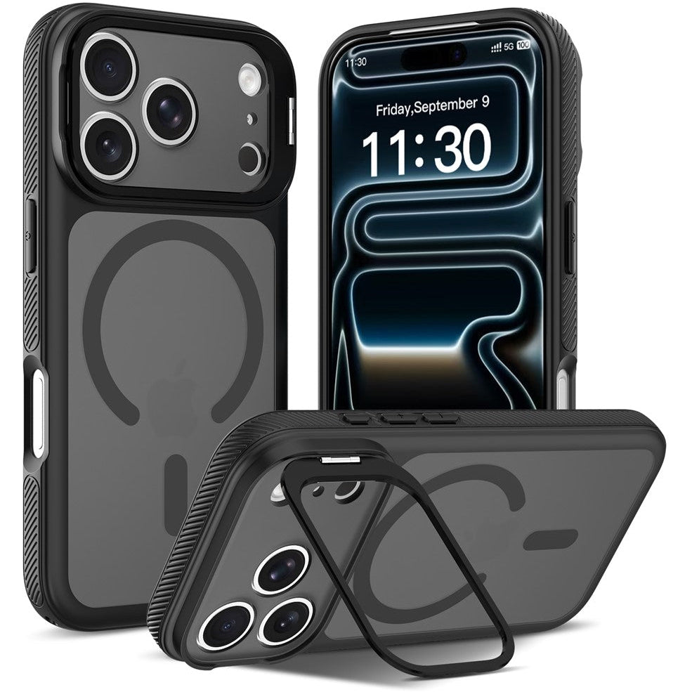 Stoßabsorbierende Matte/Transparente MagSafe/Magnet Hülle/Case mit integriertem Ständer für iPhone 18 Pro, 18 Pro Max | ZITOCASES®
