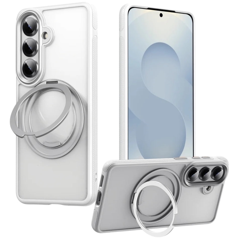 Transparente/Chrom MagSafe/Magnet Hülle/Case inkl. Ständer/Auflage für Samsung Galaxy S26, S26 Plus, S26 Ultra