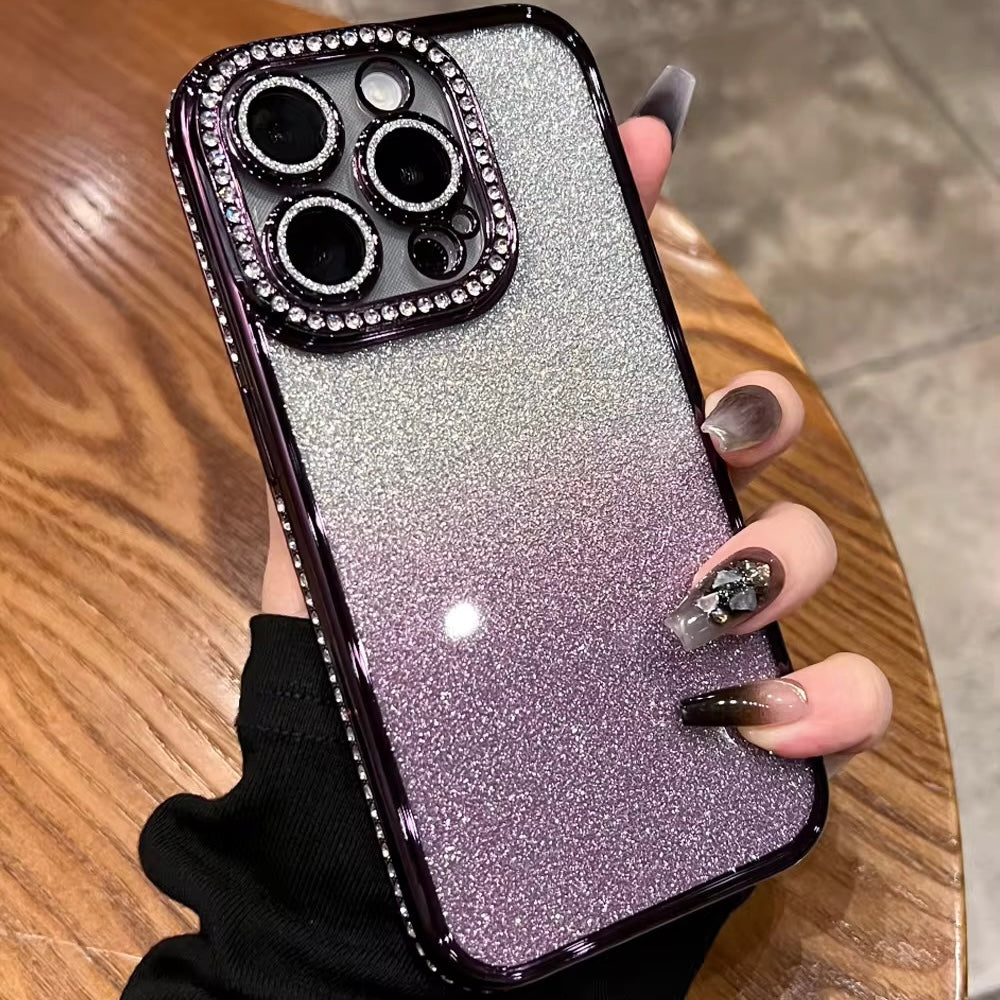 Chrom + Glitzer/Diamant Hülle/Case verschiedene Farben für iPhone 16, 15, 14-Serie | ZITOCASES®