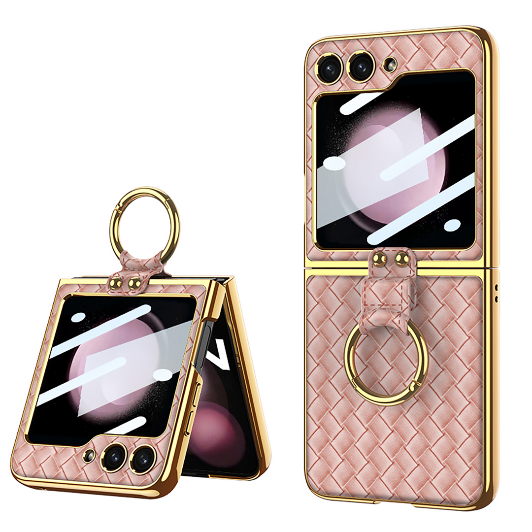 Luxus/Gold Kunstleder Ring Hülle/Case für Samsung Galaxy Z Flip 6, 5, 4, 3 | ZITOCASES®