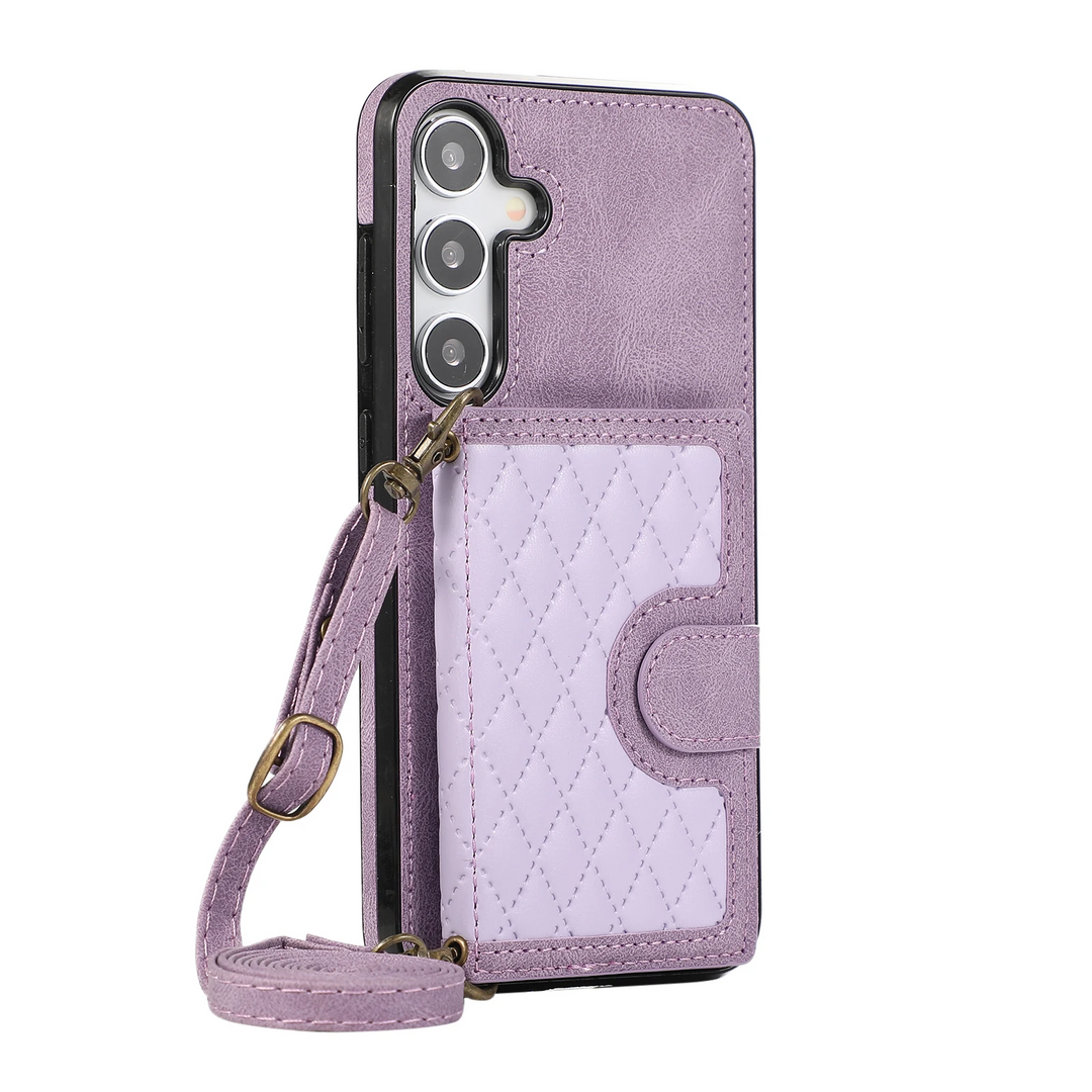 Karierte Kunstleder Kartenfach Hülle/Case zum Umhängen (Inkl. Kordel) für Samsung Galaxy S24, S24 Plus, S24 Ultra, S24 FE,  S23 FE, S23, S23 Plus, S23 Ultra, S22, S22 Plus, S22 Ultra, S21 FE, S21, S21 Plus, S21 Ultra, S20, S20 Plus, S20 Ultra, S20 FE, S10 | ZITOCASES®