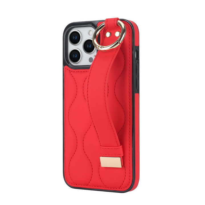 Kunstleder/Polster Wellen Hülle/Case inkl. Halteband für iPhone 16, 15, 14-Serie | ZITOCASES®