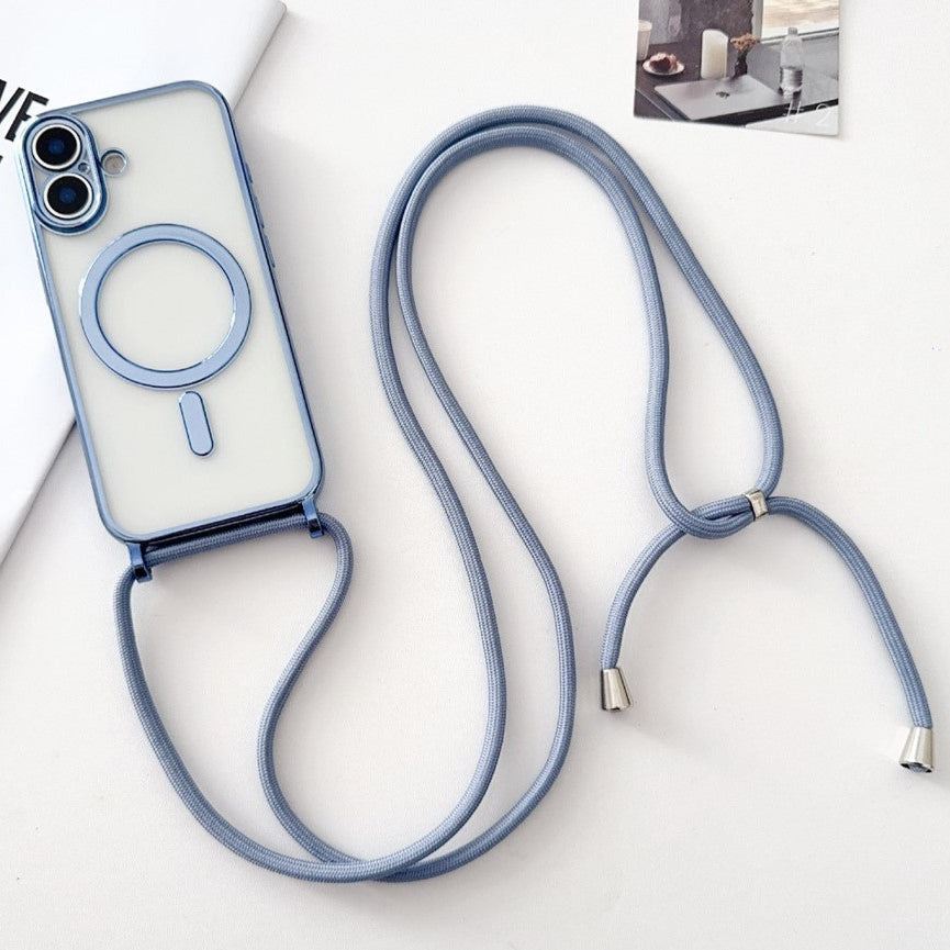 Transparente/Chrom MagSafe/Magnet Silikon Hülle/Case zum Umhängen (inkl. Kordel) für iPhone 17 | ZITOCASES®