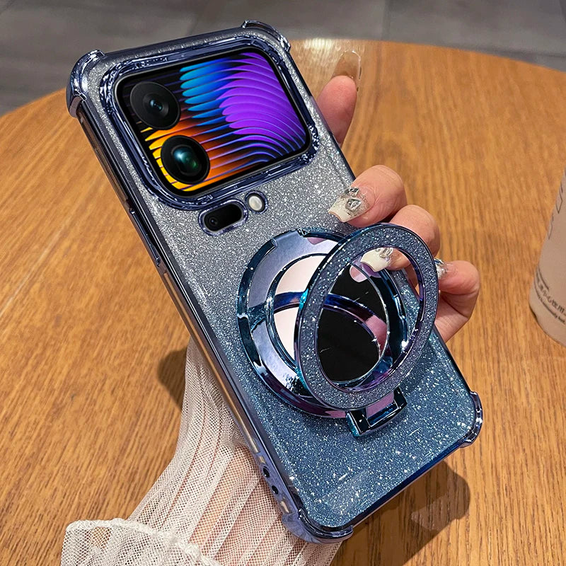 Glitzer Spiegel MagSafe/Magnet Hülle/Case mit integriertem Ständer für Xiaomi 17, 17 Pro, 17 Pro Max | ZITOCASES®