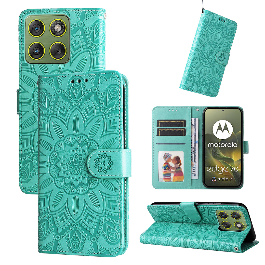 Mandala-Blumen Kunstleder Klapp Hülle/Flip Case für Motorola Edge 70 | ZITOCASES®
