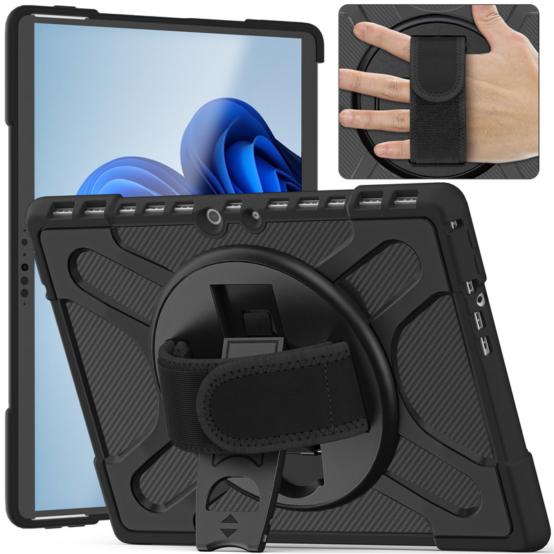 XL Hybrid/Waben Outdoor/Airbag Soft Hülle/Case inkl. Ständer/Auflage + Haltegriff für Microsoft Surface Pro 9, 8, 7, 7 Plus, 6, 5, 4, 3, Go 3 | ZITOCASES®