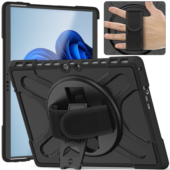 XL Hybrid/Waben Outdoor/Airbag Soft Hülle/Case inkl. Ständer/Auflage + Haltegriff für Microsoft Surface Pro 9, 8, 7, 7 Plus, 6, 5, 4, 3, Go 3 | ZITOCASES®