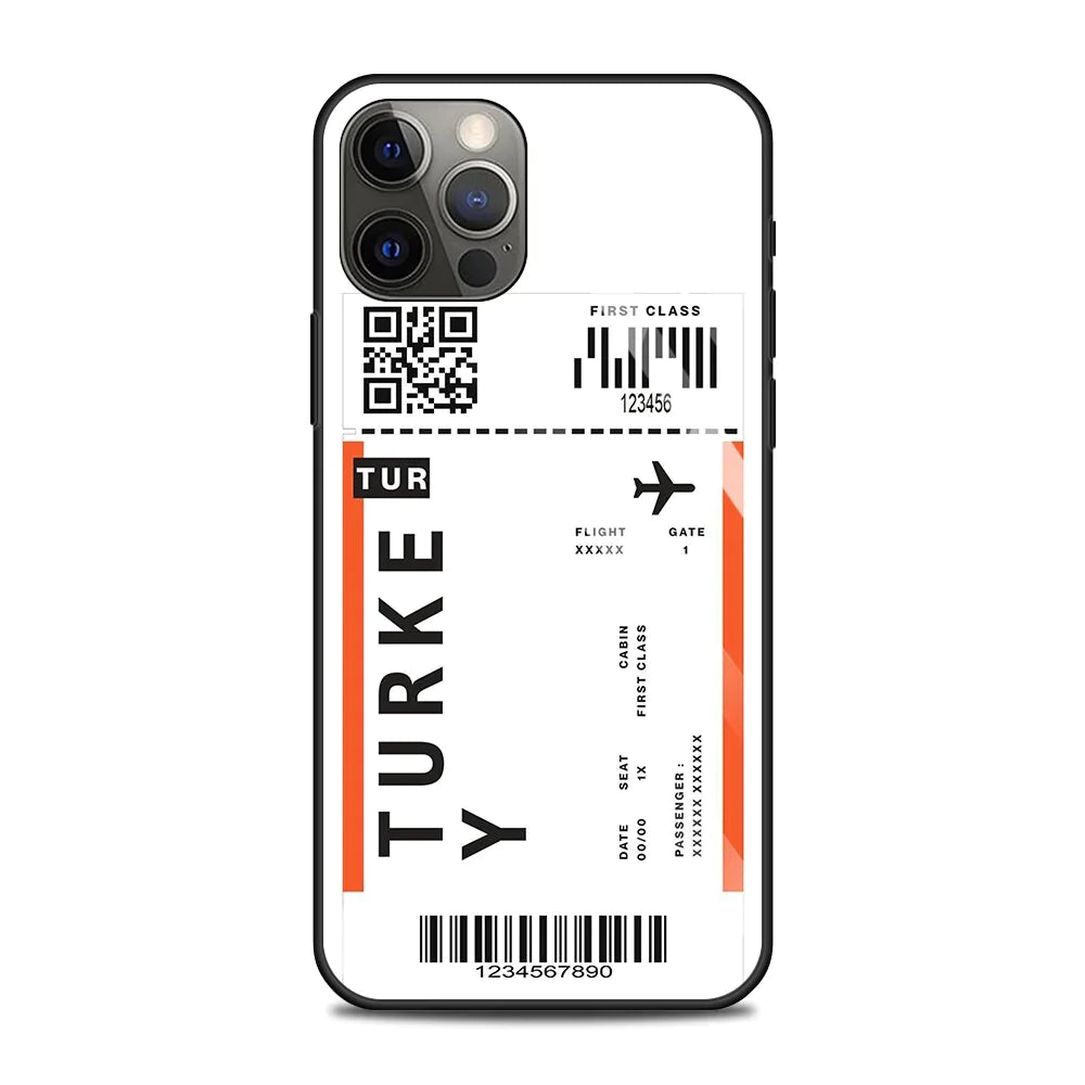 Flugticket/Reise Motiv Panzerglas Hülle/Case für iPhone 16, 15-Serie | ZITOCASES®