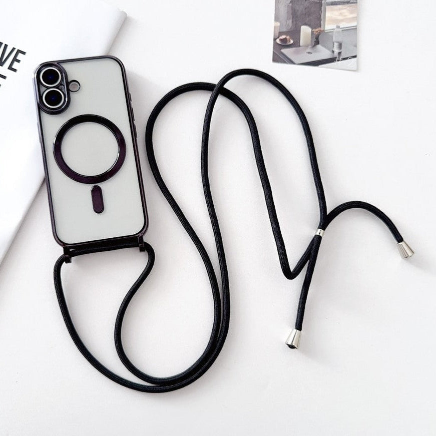 Transparente/Chrom MagSafe/Magnet Silikon Hülle/Case zum Umhängen (inkl. Kordel) für iPhone 17 | ZITOCASES®