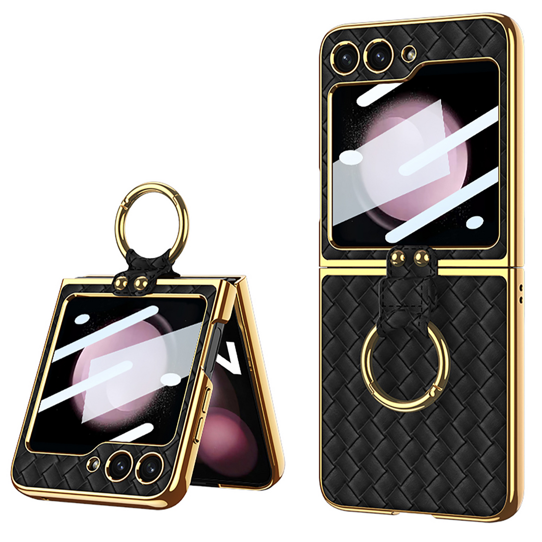 Luxus/Gold Kunstleder Ring Hülle/Case für Samsung Galaxy Z Flip 6, 5, 4, 3 | ZITOCASES®