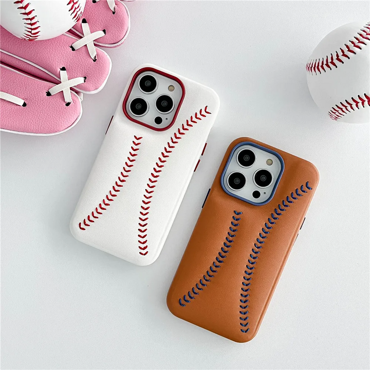 Baseball Design Kunstleder Hülle/Case für iPhone 16, 15-Serie | ZITOCASES®