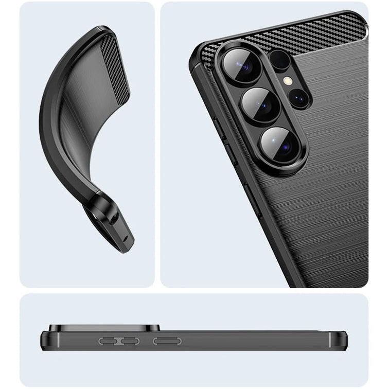 Metallstruktur/Carbon Optik Silikon Hülle/Case für Samsung Galaxy S26, S26 Plus, S26 Ultra