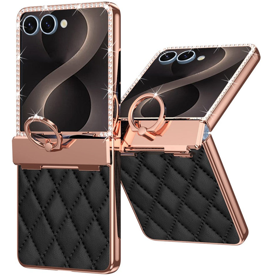 Karierte/Diamant Kunstleder Ring Hülle/Case für Samsung Galaxy Z Flip 8 | ZITOCASES®