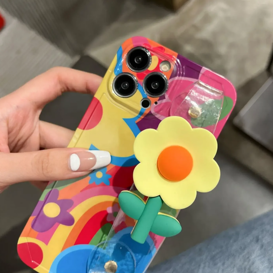 SALE | iPhone 12 Pro Max | Bunte Blumen/Regenbogen Hülle/Case zum Umhängen (Inkl. Kordel) | ZITOCASES®