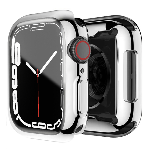 Transparente/Chrom Silikon Vollschutz Hülle/Case für Apple Watch Series 10, 9, 8, 7, 6, 5, 4, 3, 2, 1, SE, Ultra | ZITOCASES®