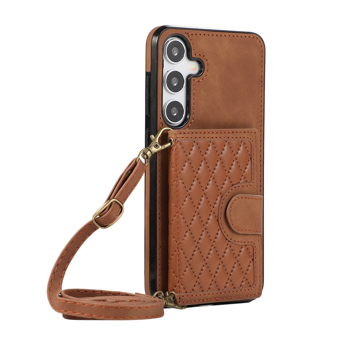 Karierte Kunstleder Kartenfach Hülle/Case zum Umhängen (Inkl. Kordel) für Samsung Galaxy S25, S25 Plus, S25 Ultra, S24, S24 Plus, S24 Ultra, S24 FE, S23 FE, S23, S23 Plus, S23 Ultra, S22, S22 Plus, S22 Ultra, S21 FE, S21, S21 Plus, S21 Ultra | ZITOCASES®