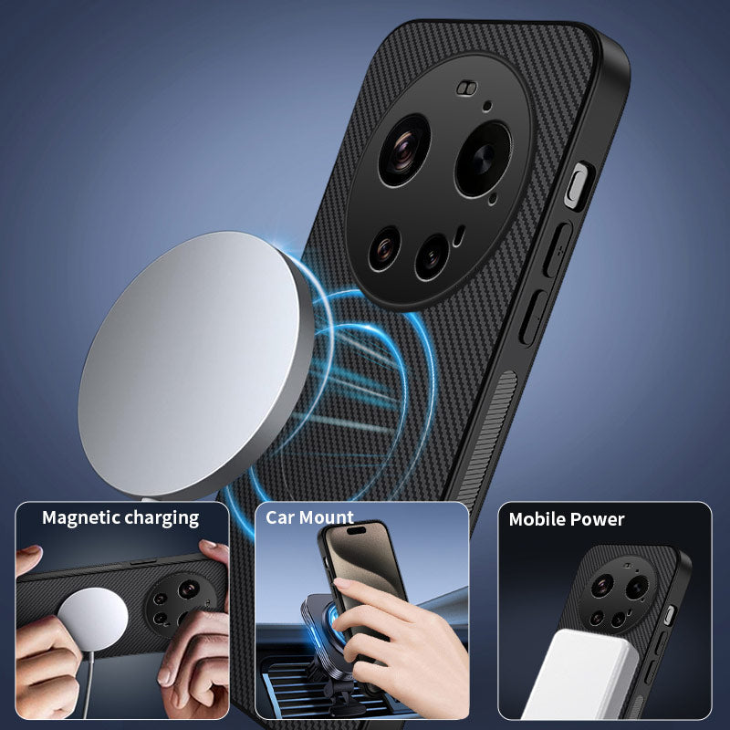 Carbon Optik Silikon MagSafe/Magnet Hülle/Case für Xiaomi 17 Ultra