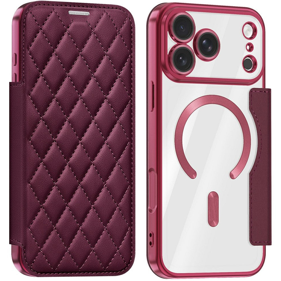 Karierte Kunstleder MagSafe/Magnet Klapphülle/Flipcase für iPhone 18 Pro, 18 Pro Max | ZITOCASES®