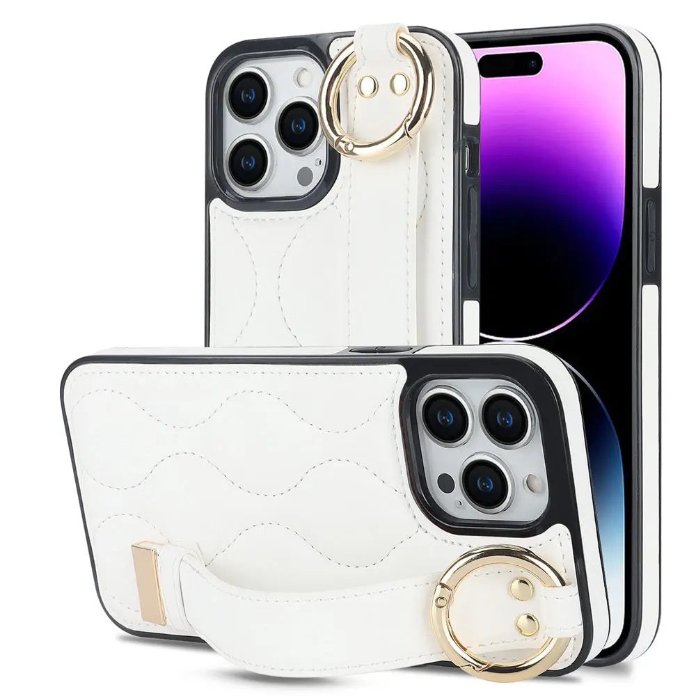 Kunstleder/Polster Wellen Hülle/Case inkl. Halteband für iPhone 16, 16 Plus, 16 Pro, 16 Pro Max, 16e, 15, 15 Plus, 15 Pro, 15 Pro Max, 14, 14 Plus, 14 Pro, 14 Pro Max, 13, 13 Pro, 13 Pro Max, 13 Mini, 12, 12 Pro, 12 Pro Max, 12 Mini, SE, 11, 11 Pro | ZITOCASES®