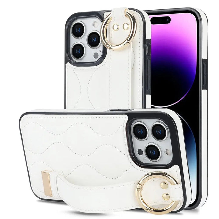 Kunstleder/Polster Wellen Hülle/Case inkl. Halteband für iPhone 16, 16 Plus, 16 Pro, 16 Pro Max, 15, 15 Plus, 15 Pro, 15 Pro Max, 14, 14 Plus, 14 Pro, 14 Pro Max, 13, 13 Pro, 13 Pro Max, 13 Mini, 12, 12 Pro, 12 Pro Max, 12 Mini, SE, 11, 11 Pro, 11 Pro Max | ZITOCASES®