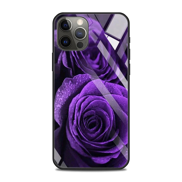 Lila Blumen Motiv Panzerglas Hülle/Case für iPhone 16, 15-Serie | ZITOCASES®