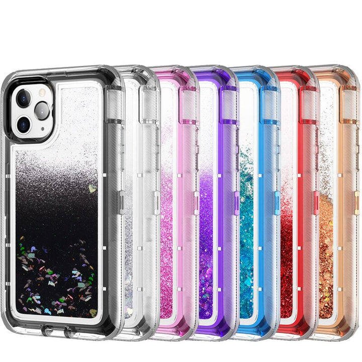 Zweiteilige Liquid/Glitzer Plastik Hülle/Case für iPhone 16, 15-Serie | ZITOCASES®