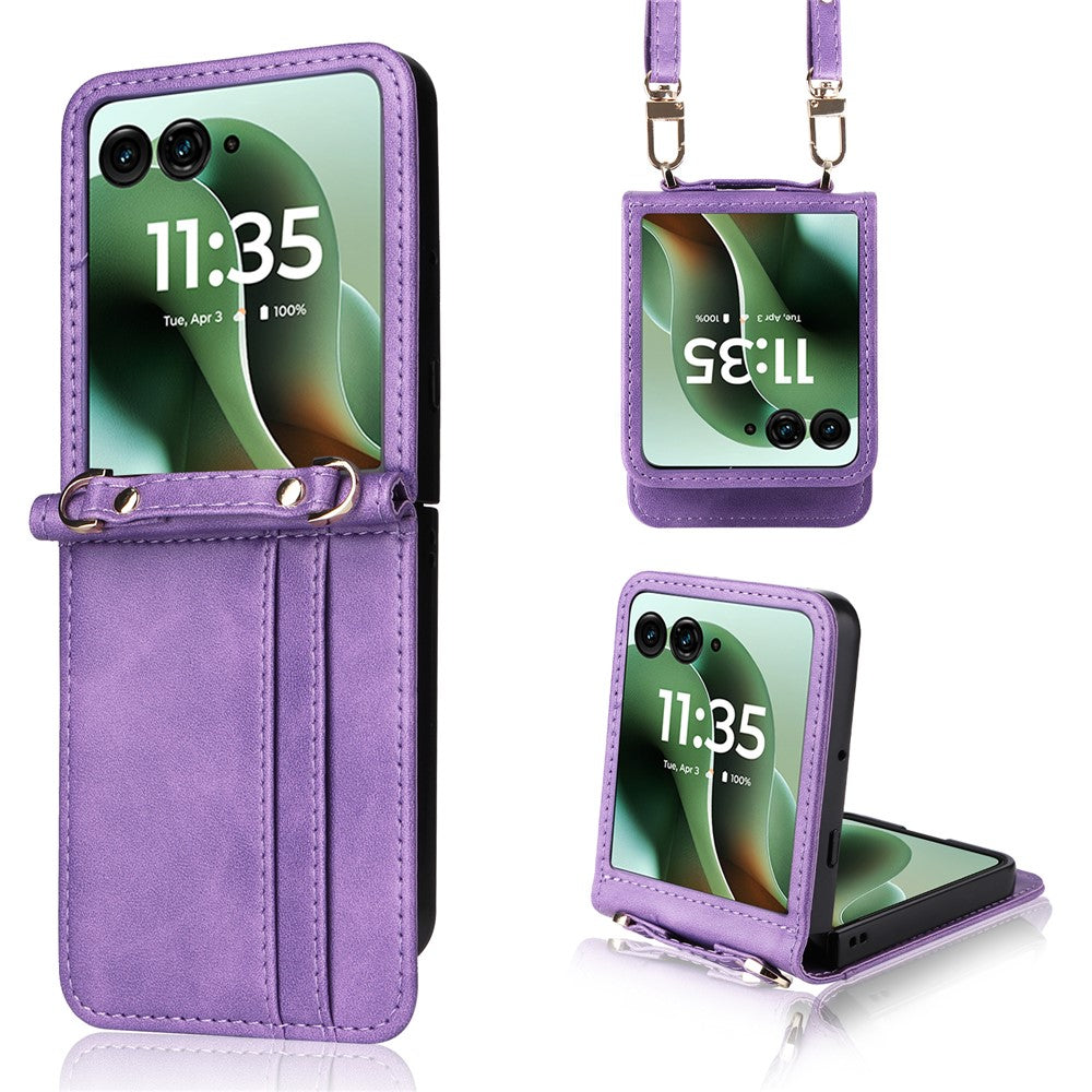 Kunstleder/Kartenfach Hülle/Case zum Umhängen (Inkl. Gurt) für Motorola Razr 70, 70 Plus, 70 Ultra