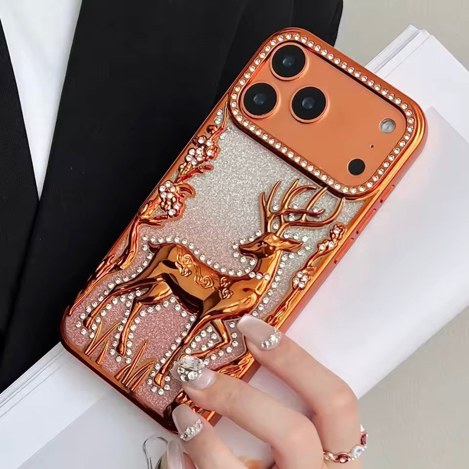 3D Rentier Glitzer/Diamant Silikon Hülle/Case für iPhone 17 Pro, 17 Pro Max