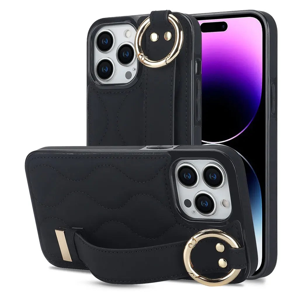 Kunstleder/Polster Wellen Hülle/Case inkl. Halteband für iPhone 16, 16 Plus, 16 Pro, 16 Pro Max, 15, 15 Plus, 15 Pro, 15 Pro Max, 14, 14 Plus, 14 Pro, 14 Pro Max, 13, 13 Pro, 13 Pro Max, 13 Mini, 12, 12 Pro, 12 Pro Max, 12 Mini, SE, 11, 11 Pro, 11 Pro Max | ZITOCASES®