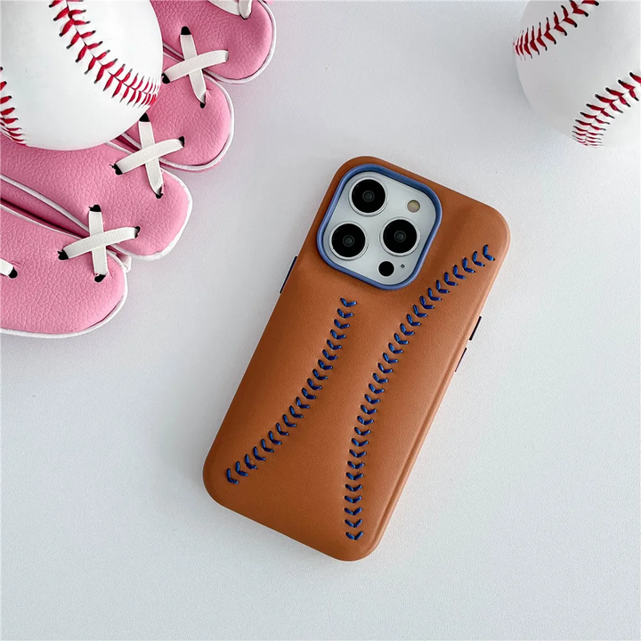 Baseball Design Kunstleder Hülle/Case für iPhone 16, 16 Plus, 16 Pro, 16 Pro Max, 15, 15 Plus, 15 Pro, 15 Pro Max, 14, 14 Plus, 14 Pro, 14 Pro Max, 13, 13 Pro, 13 Pro Max, 13 Mini, 12, 12 Pro, 12 Pro Max, 12 Mini, SE, 11, 11 Pro, 11 Pro Max | ZITOCASES®