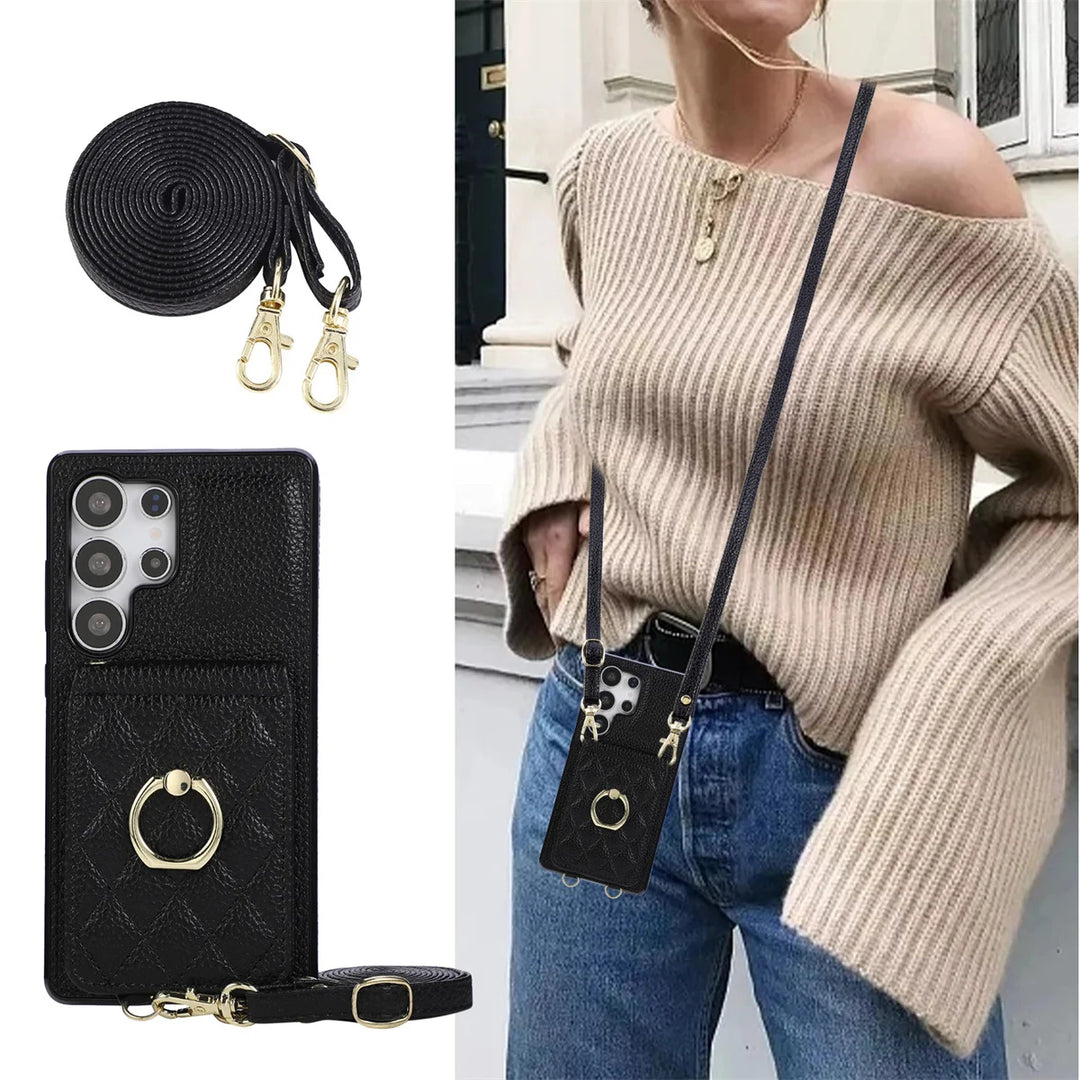 Kunstleder/Kartenfach Hülle/Case zum Umhängen (Inkl. Gurt) für Samsung Galaxy S26, S26 Plus, S26 Ultra