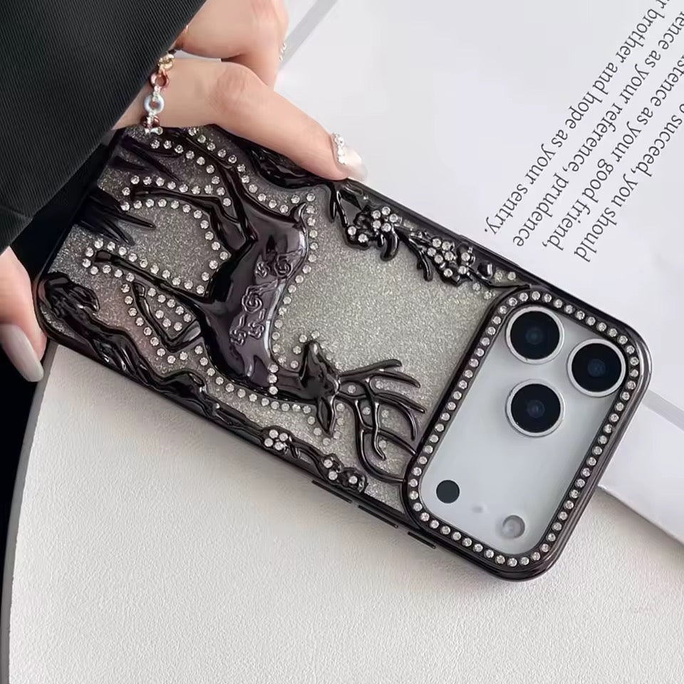 3D Rentier Glitzer/Diamant Silikon Hülle/Case für iPhone 17 Pro, 17 Pro Max