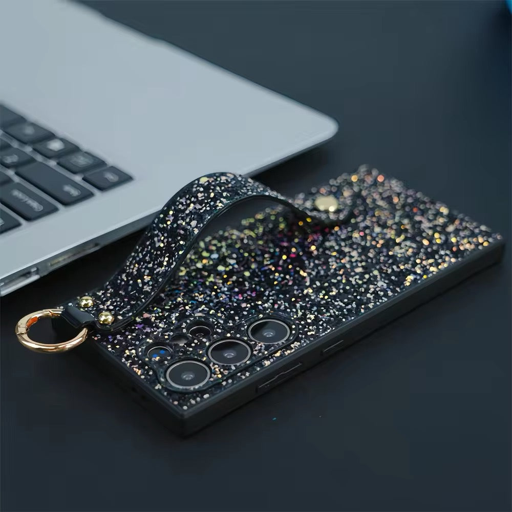 Kunstleder/Glitzer Hülle/Case mit Halteband für Samsung Galaxy S24, S24 Plus, S24 Ultra, S24 FE, S23 FE, S23, S23 Plus, S23 Ultra, S22, S22 Plus, S22 Ultra, S21 FE, S21, S21 Plus, S21 Ultra, S20, S20 Plus, S20 Ultra, S20 FE, Note 20, 20 Ultra, 10 | ZITOCASES®