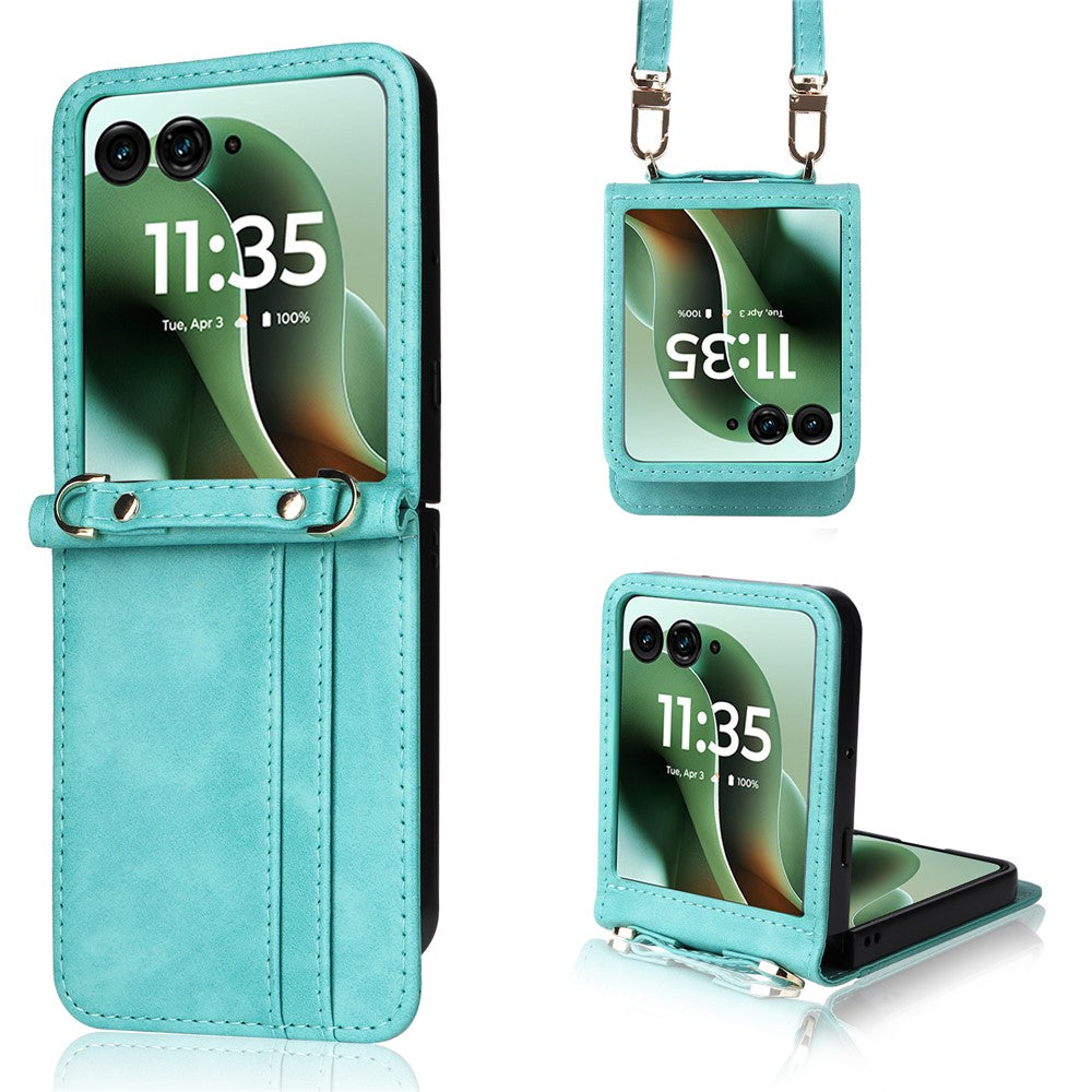 Kunstleder/Kartenfach Hülle/Case zum Umhängen (Inkl. Gurt) für Motorola Razr 70, 70 Plus, 70 Ultra