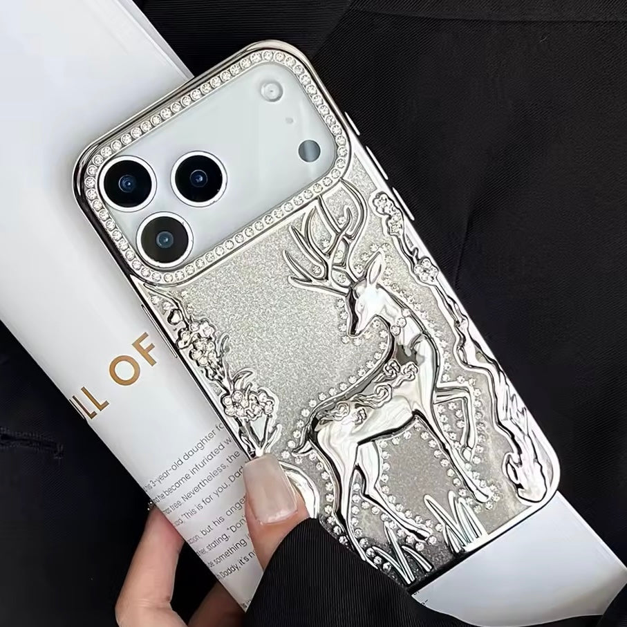 3D Rentier Glitzer/Diamant Silikon Hülle/Case für iPhone 17 Pro, 17 Pro Max