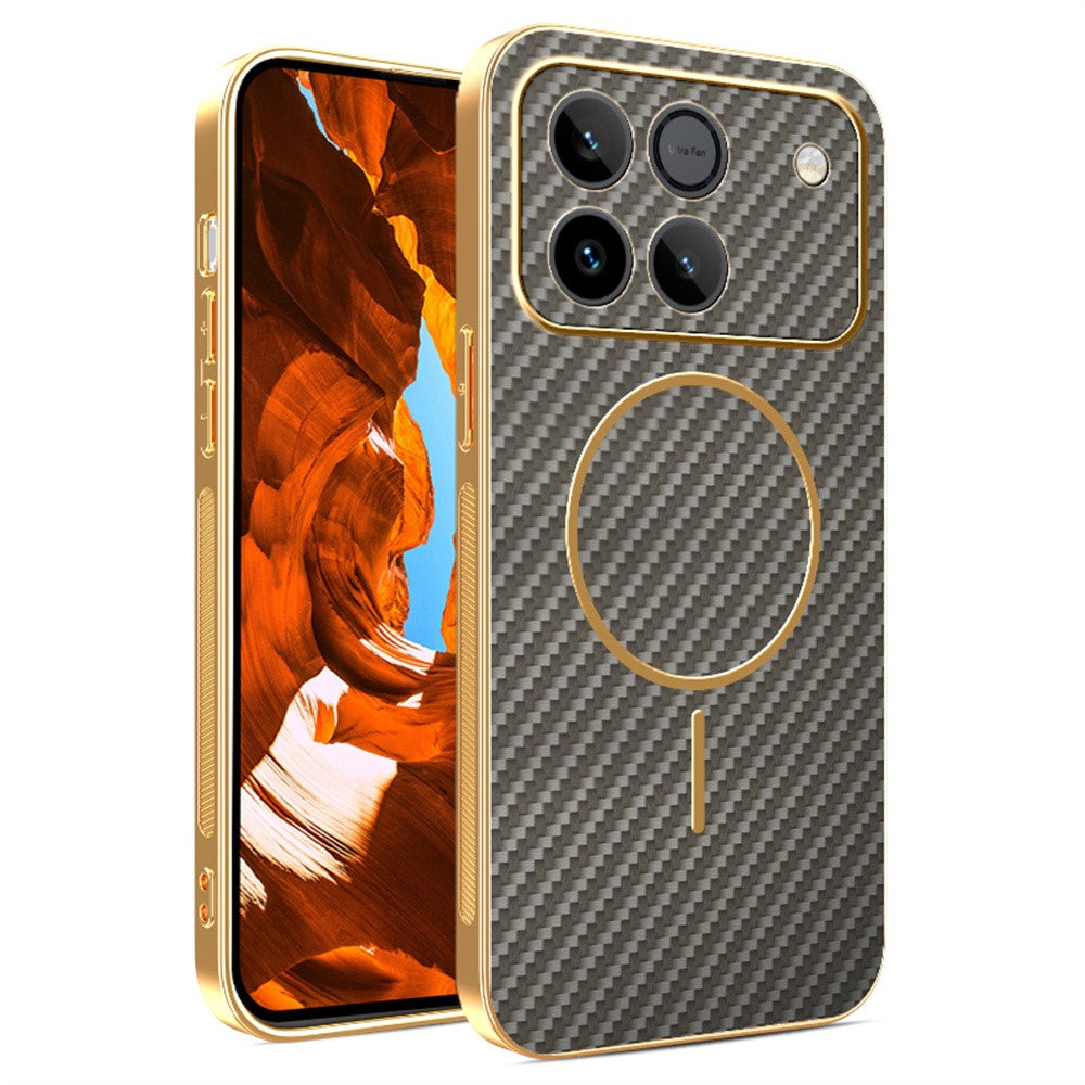 Carbon Optik Chrom/Gold MagSafe/Magnet Hülle/Case für Honor Win